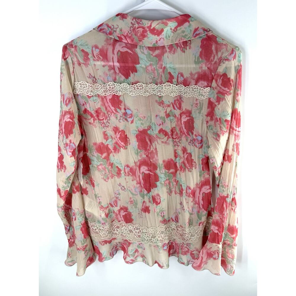 Free People Bad At Love Floral Printed Blouse Small NWT Cottagecore Fairy Lace - Picture 6 of 11